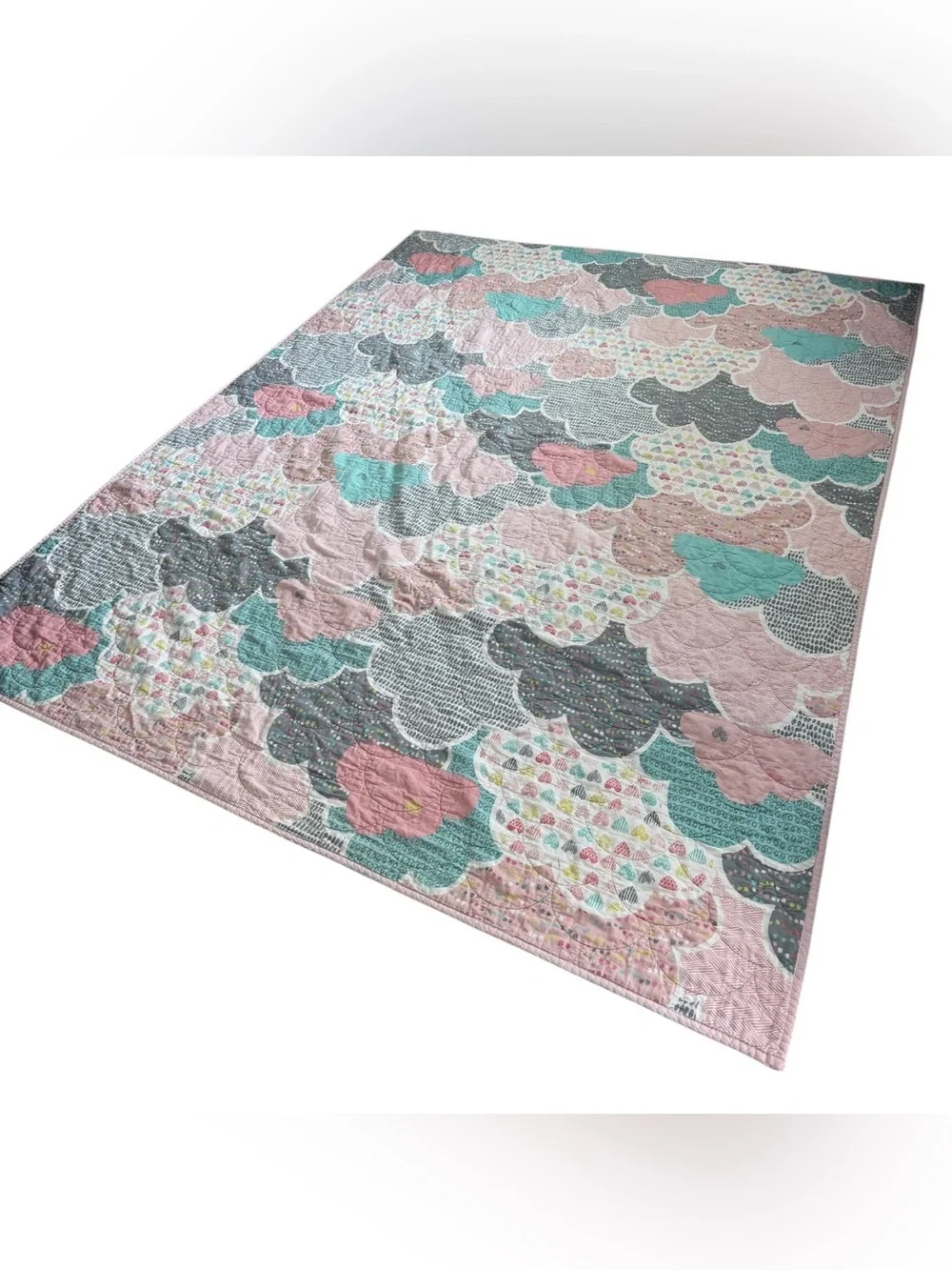 Urban Habitat Kids Cloud Print Quilt Blanket | 81” x 63” | 100% Cotton